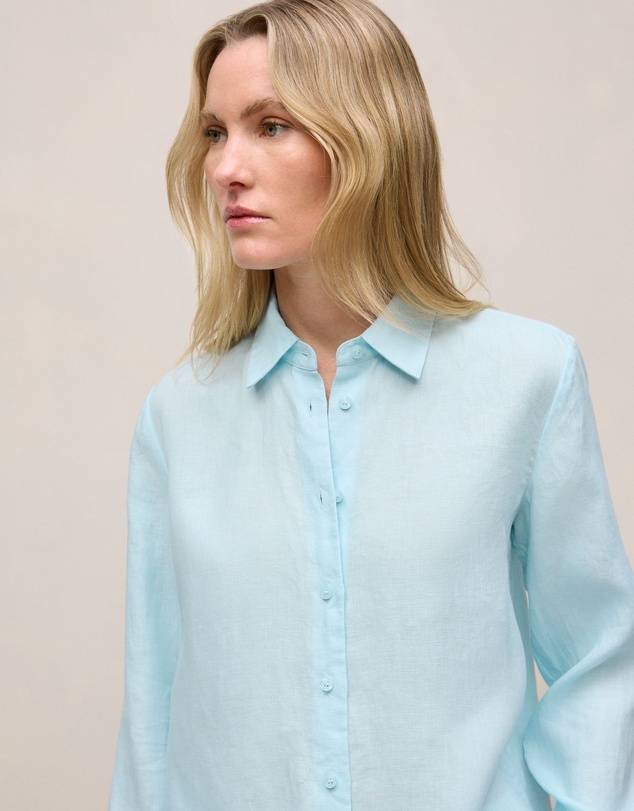 Trenery - Linen Classic Shirt in Pastel Blue