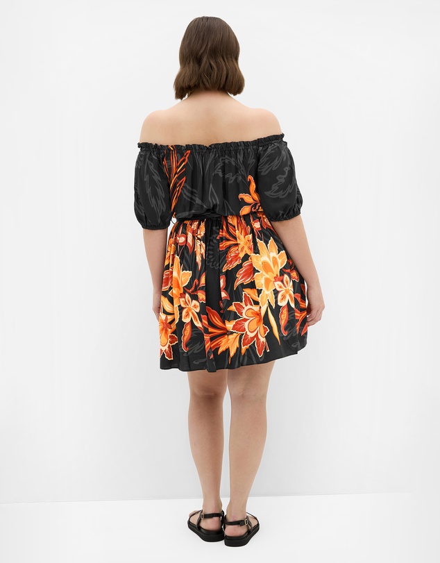City Chic - Plus size Island Breeze Placement Dress - black