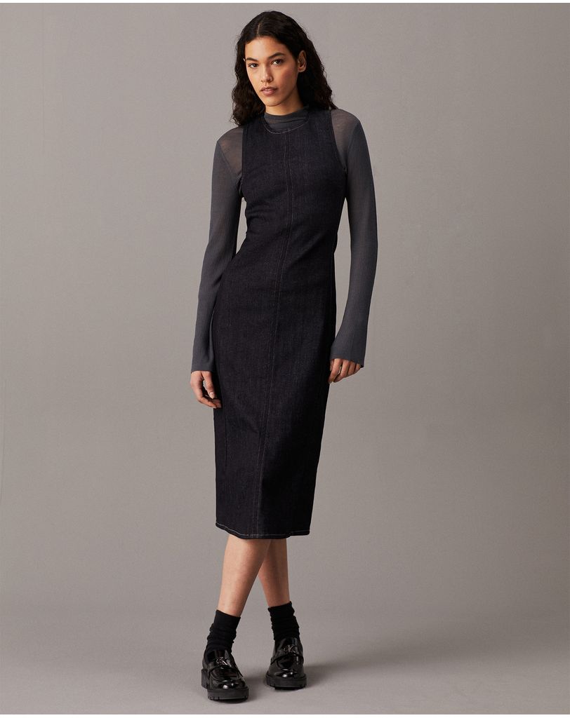 calvin klein sculpt denim bodycon dress Midi by Jeans Online | THE ICONIC iconic monogram logo. collection-brand royal blue quince dress Size:17.5 - XL