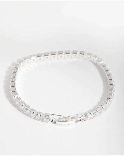 Lovisa - Silver Cubic Zirconia Baguette Tennis Bracelet