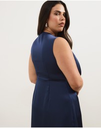 Atmos&Here Curvy - Jasmine Lace Trim Satin Midi Dress