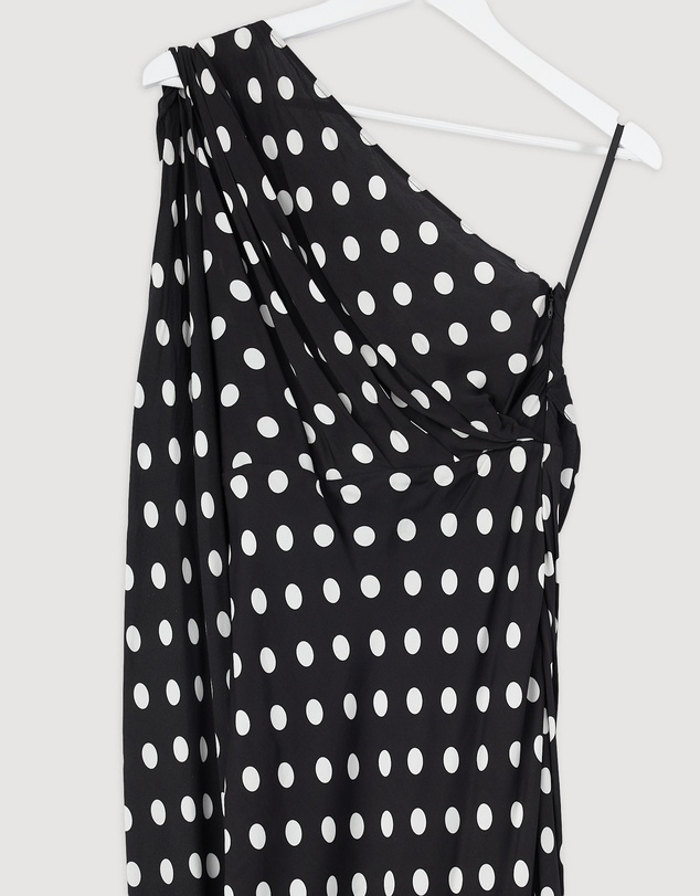 Revibe - Repaired BY JOHNNY. Dove Drape Polka Ankle Dress - AU 6