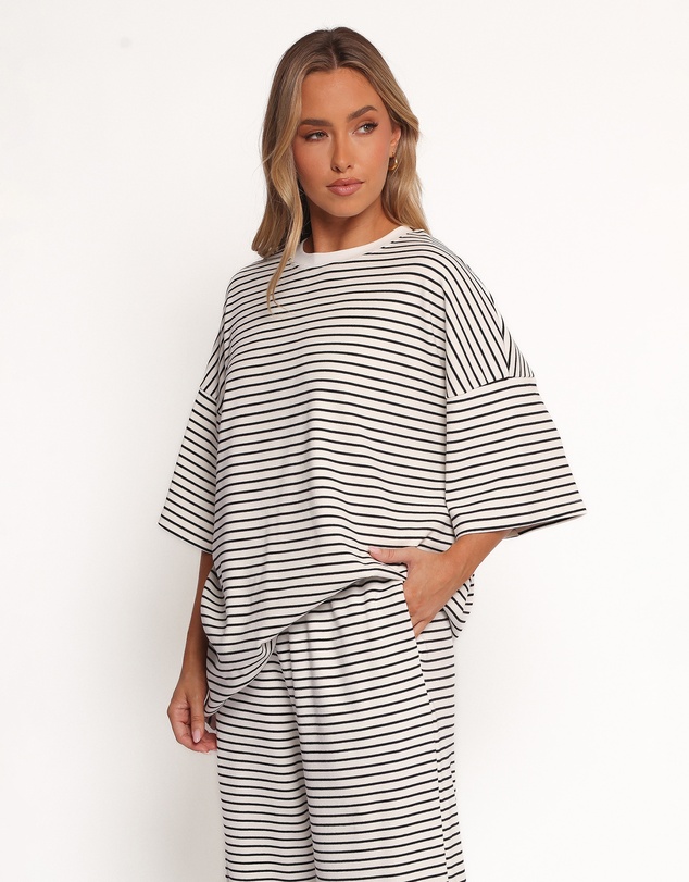 Petal & Pup - Wilda Oversized Tee - White Black Stripe