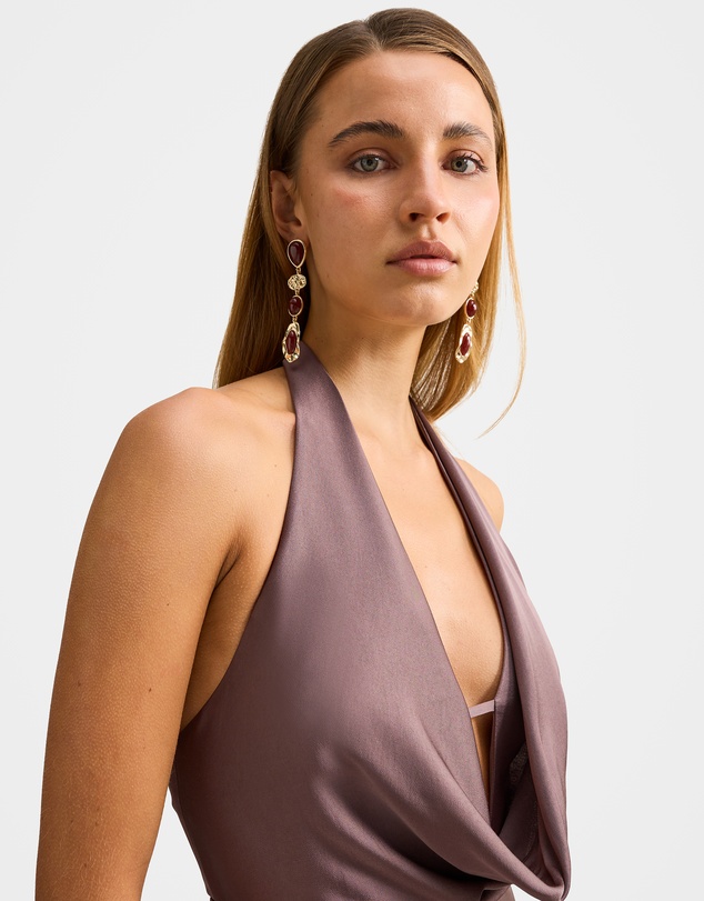 Forever New - Becca Cowl Halter Neck Satin Gown