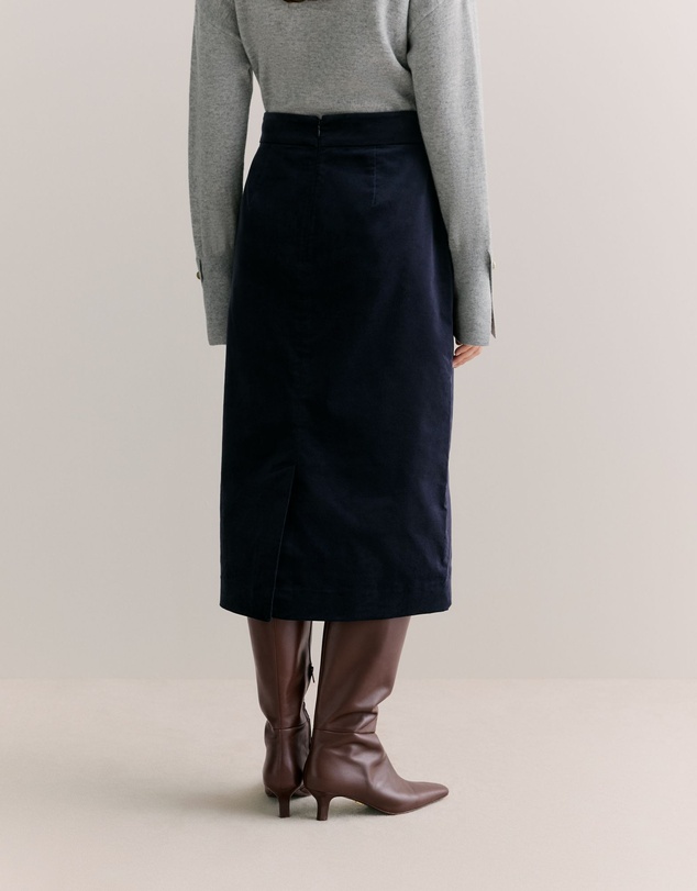 Trenery - Velvet A-line Skirt in Navy