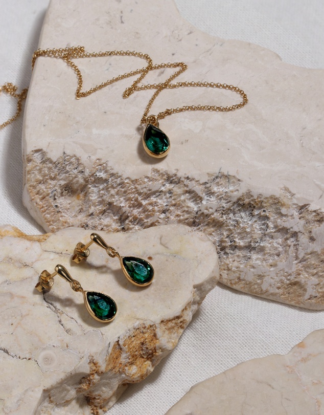 Elli Jewelry - Quartz Jewellery Set in Gold-Plated 925 Silver