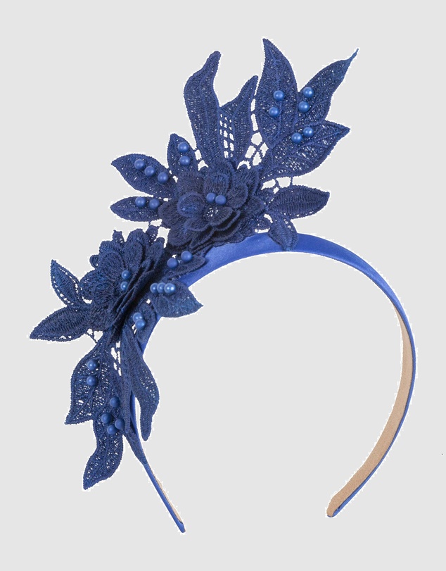 Max Alexander - Lace Crown Royal Blue Headband Fascinator