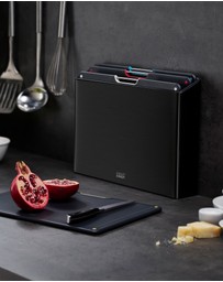 Joseph Joseph - Folio™ Steel 4-piece Chopping Board Set with Stainless Steel Storage Case (Carbon Black)