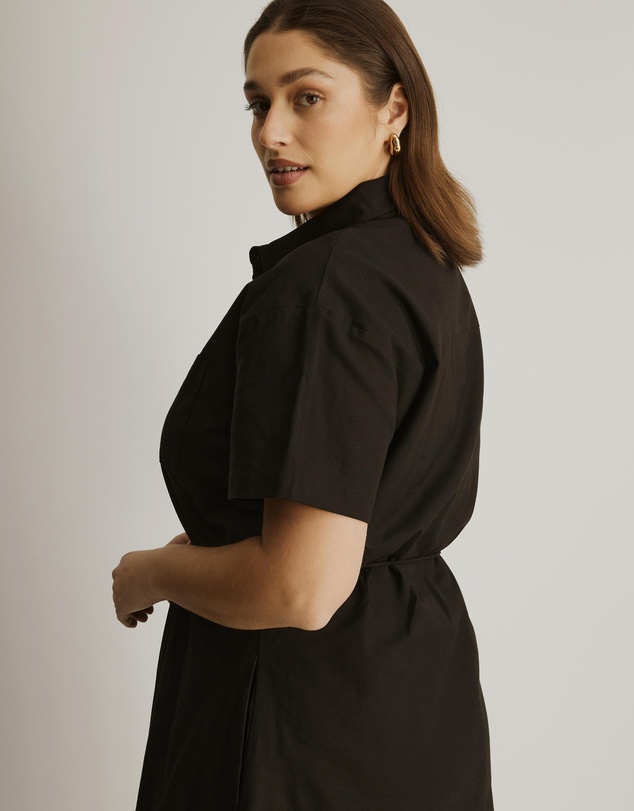 Atmos&Here Curvy - Cara Tie Waist Maxi Shirt Dress