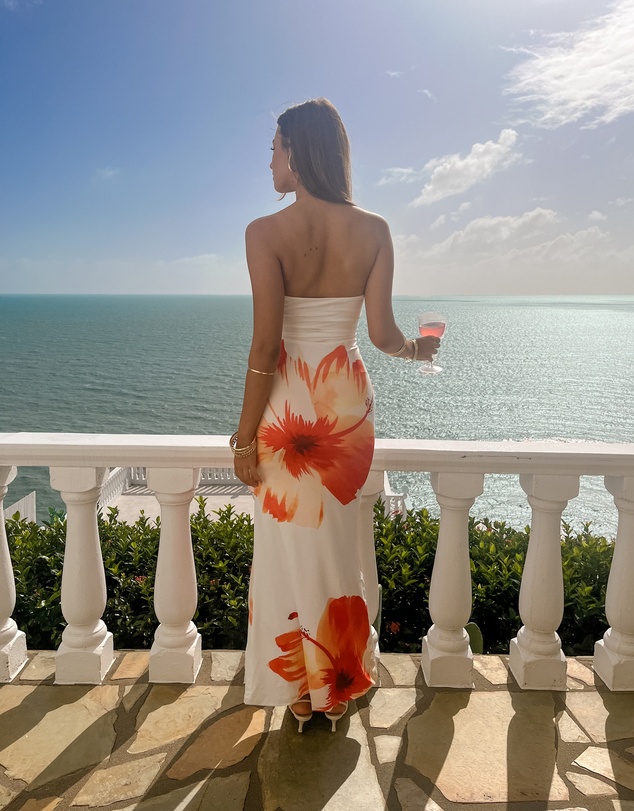 Beginning Boutique - Arizona White Floral Print Maxi Dress