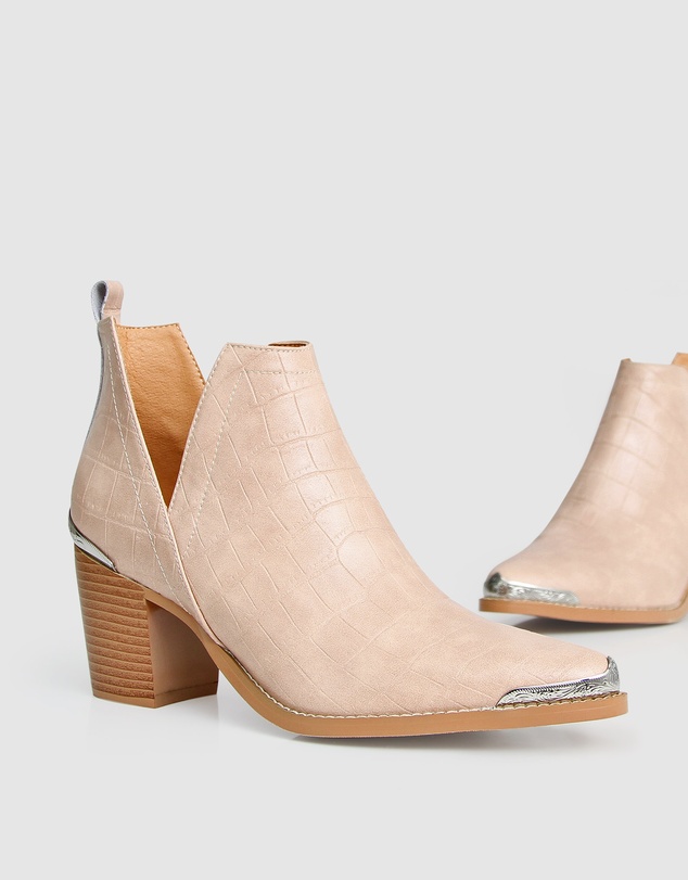 Belle & Bloom - Austin Croc Embossed Ankle Boot