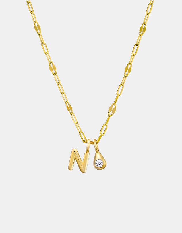 Zoe Olivia - 14K Gold Vermeil Imprint Initial N Cubic Zirconia Necklace