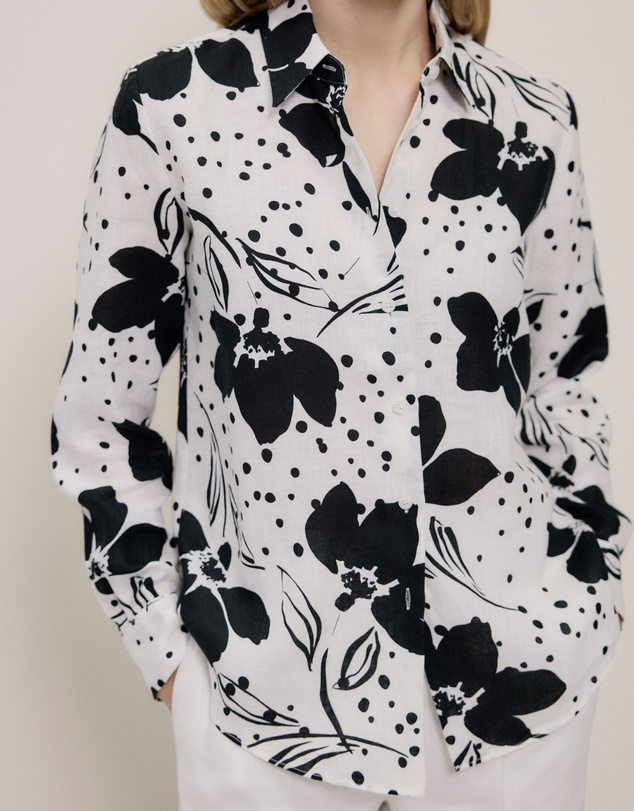 Trenery - Etta Linen Long Sleeve Shirt in White