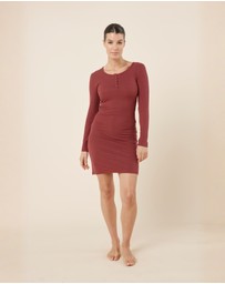 Gingerlilly - Bonnie Ribbed Long Sleeve Midi Henley Nightdress