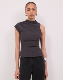 Calli - Grace High Neck Asymmetrical Top
