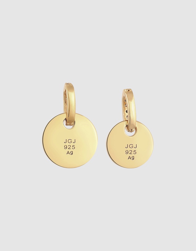 Elli Jewelry - Zirconia Disc Pendant Set in Gold-Plated 925 Silver
