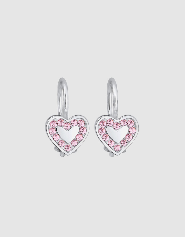 Elli Jewelry - Crystal Heart Kids Stud Earrings in 925 Silver
