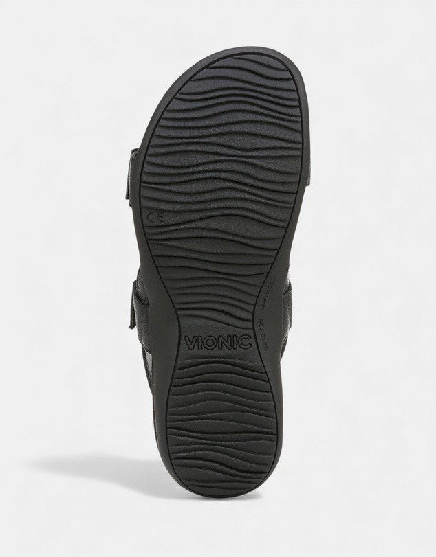 Vionic - Reese Back Strap Sandal - Black Tumbled Leather
