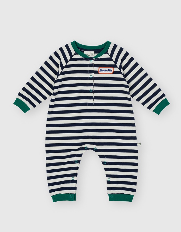 Goldie + Ace - Stripe Terry Logo Romper - ICONIC EXCLUSIVE - Babies