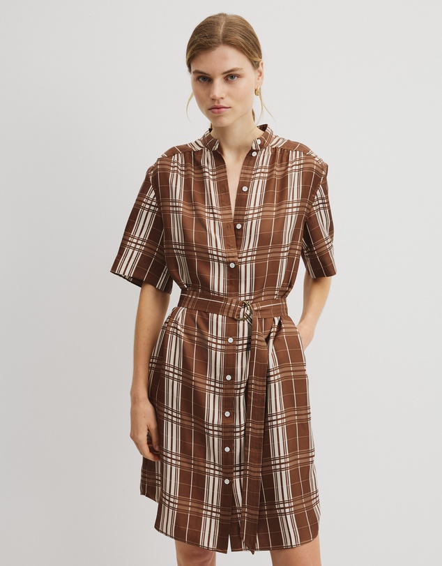 Country Road - Check Washable Silk Shirt Dress