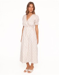 Petal & Pup - Mabella Midi Dress - Peach Ditsy Floral