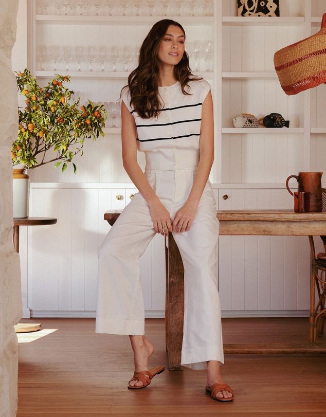 IDA+S - Lena Striped Button Up Top
