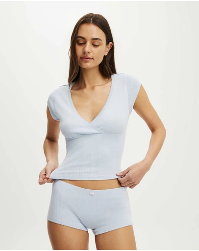 Cotton On Body - Dreamy Soft Pointelle Cross Over Tee