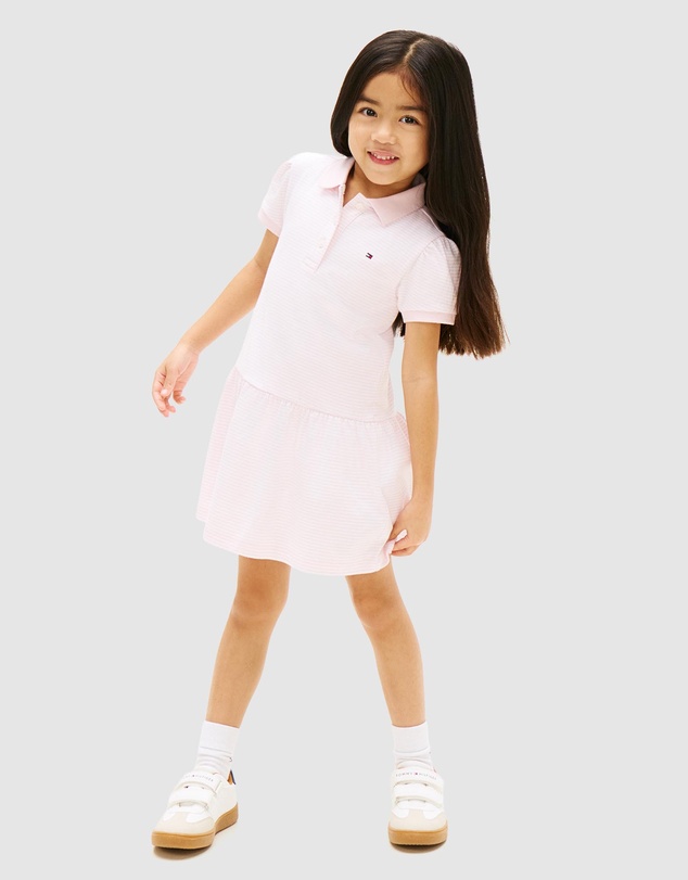 Tommy Hilfiger - Puff Sleeve Dropped Waist Polo Dress - Kids