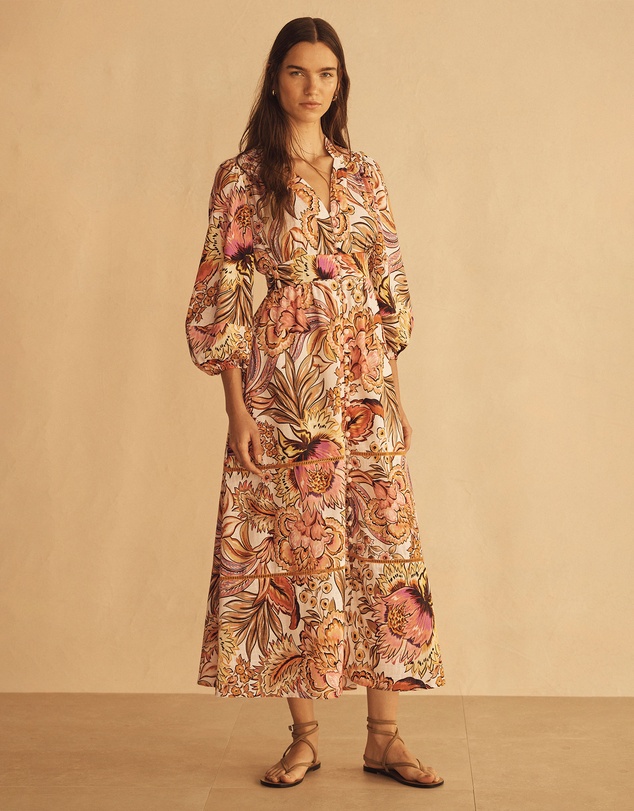 AUR OCEA - Bel Fiore Blousson Tiered Midi Dress