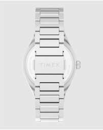 TIMEX - Q Timex® Continental Day and Date 39mm Stainless Steel Bracelet Watch