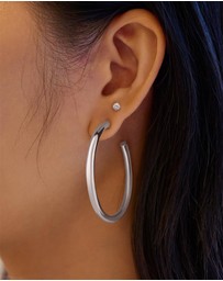 Ania Haie - Ania Haie Silver Classic Tube Large Hoop Earrings