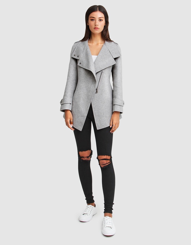 Belle & Bloom - Bad Girl Wool Blend Moto Coat