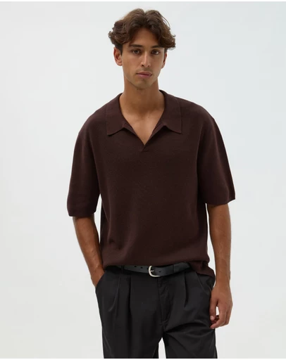 AERE - Deep Cut Knit Polo