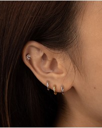 Wanderlust + Co - Classic Silver 7mm Baby Huggie Earrings