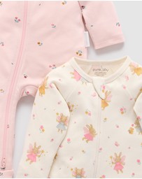 Purebaby - 2 Pack Zip Growsuit -Kids-Babies