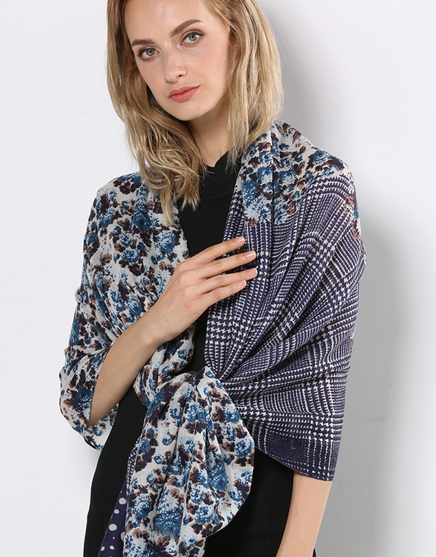 Ozwear Connection Uggs - Ugg 100% Australian Merino Wool Scarf Purplish Blue and Check