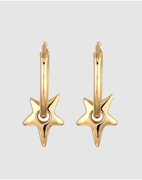 Elli Jewelry - Earrings Hoops Star 925 Sterling Silver Gold-Plated