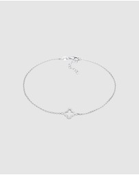 Elli Jewelry - Anklet Cloverleaf Pendant Lucky Charm with Zirconia in 925 Sterling Silver