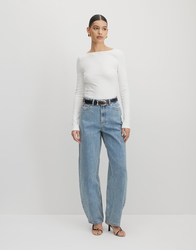 AERE - Marla Mid-Rise Barrel Leg Jeans