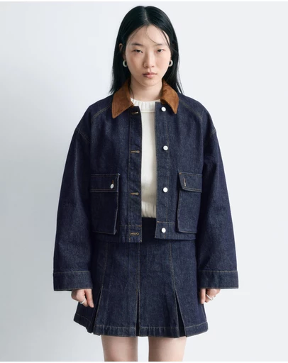 & Other Stories - Short Cord-Collar Denim Jacket