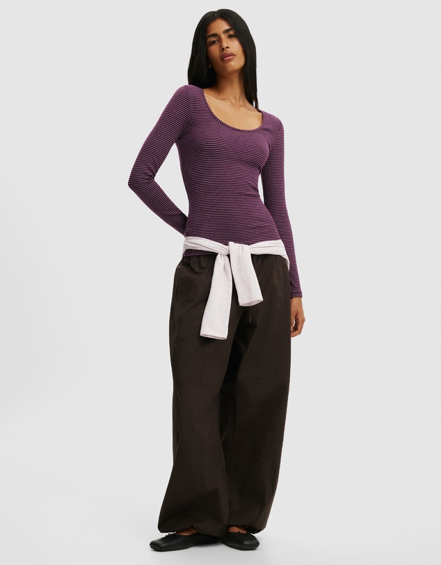 Cotton On - Scoop Neck Rib Long Sleeve Top
