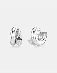 Swarovski - Dextera Hoop Earrings, Round Cut, Mini, White, Rhodium Plated