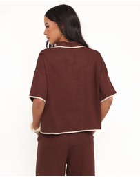 Petal & Pup - Dalton Tie Top - Brown Cream