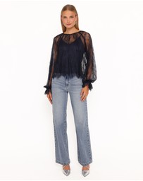 Petal & Pup - Duncan Sheer Lace Top - Midnight Navy