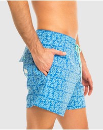 Tolu Australia - Boardshorts with Pale Blue Fishes