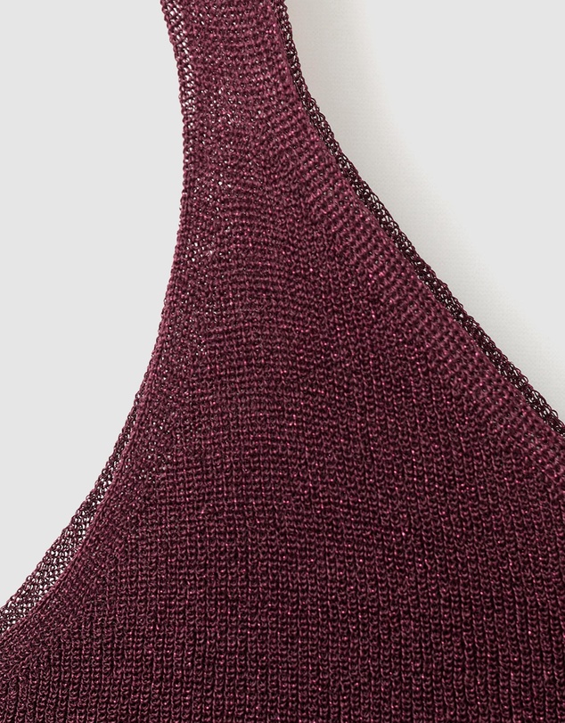 M.N.G - Lurex Knitted V-Neck Top