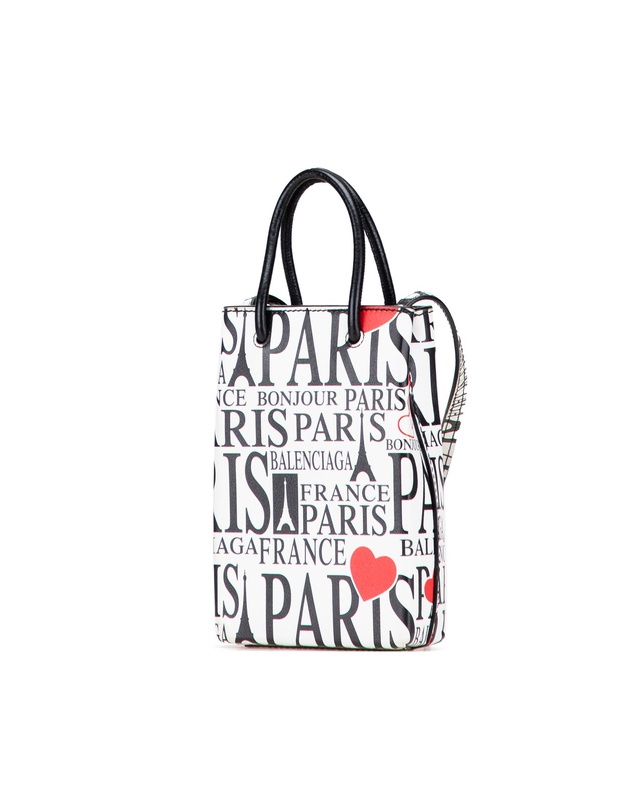 Pre-Loved by Azura Reborn - Pre-Loved Mini Calfskin Bonjour Paris Shopping Phone Holder