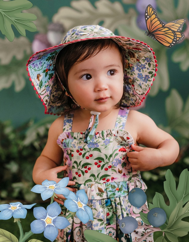 Fleur Harris - ‘Enchanted Garden’ Summer Baby Hat in Patchwork