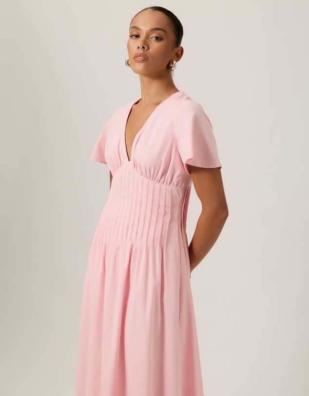 Tussah - Maysen Linen Blend Pintuck Midi Dress