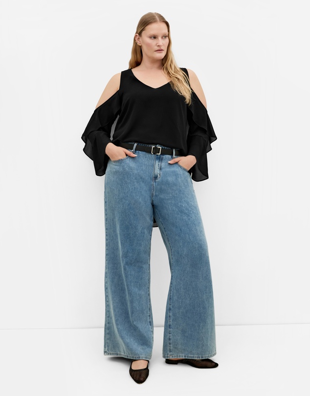 City Chic - Plus sizeCold Shoulder Hi Lo Top - black